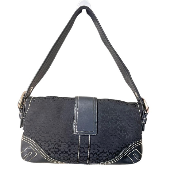 Vintage Coach Soho Black Signature C Pattern Canvas Y2K Hobo Bag F05Q-3628 - Picture 2 of 11